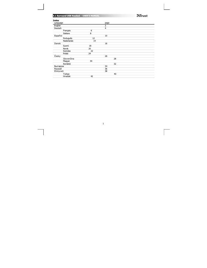 Page n°1 - Manuel utilisateur Trust 5.1 Surround USB 17998