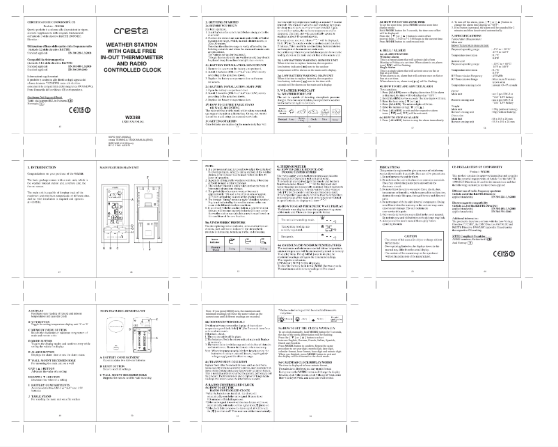 Image de la première page du manuel de l'appareil WX388
