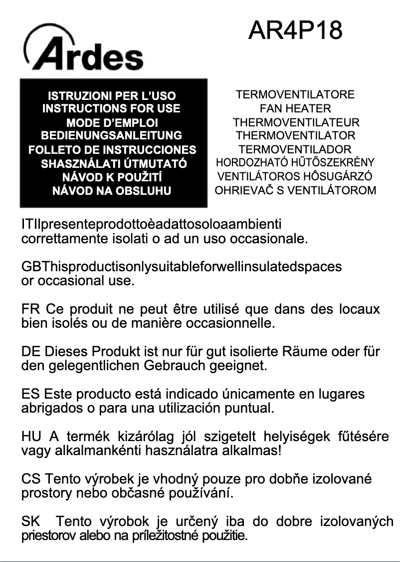 Image de la première page du manuel de l'appareil AR4P18