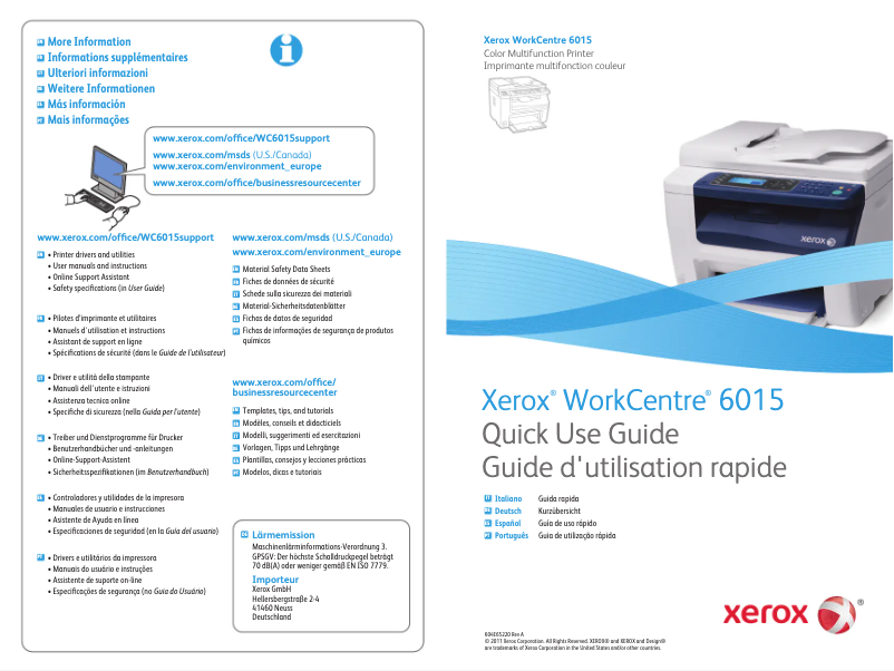 Page 1 de la notice Manuel utilisateur Xerox WorkCentre 6015