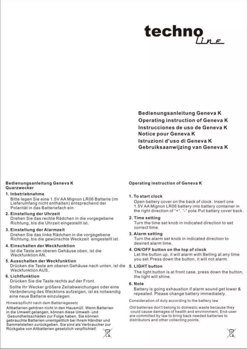 Page n°1 - Manuel utilisateur Techno Line Geneva K