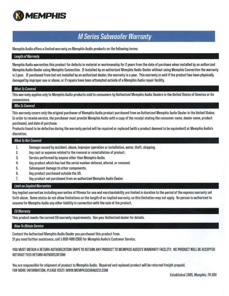 Página 1 del manual Manual de usuario Memphis Audio MBE10SP