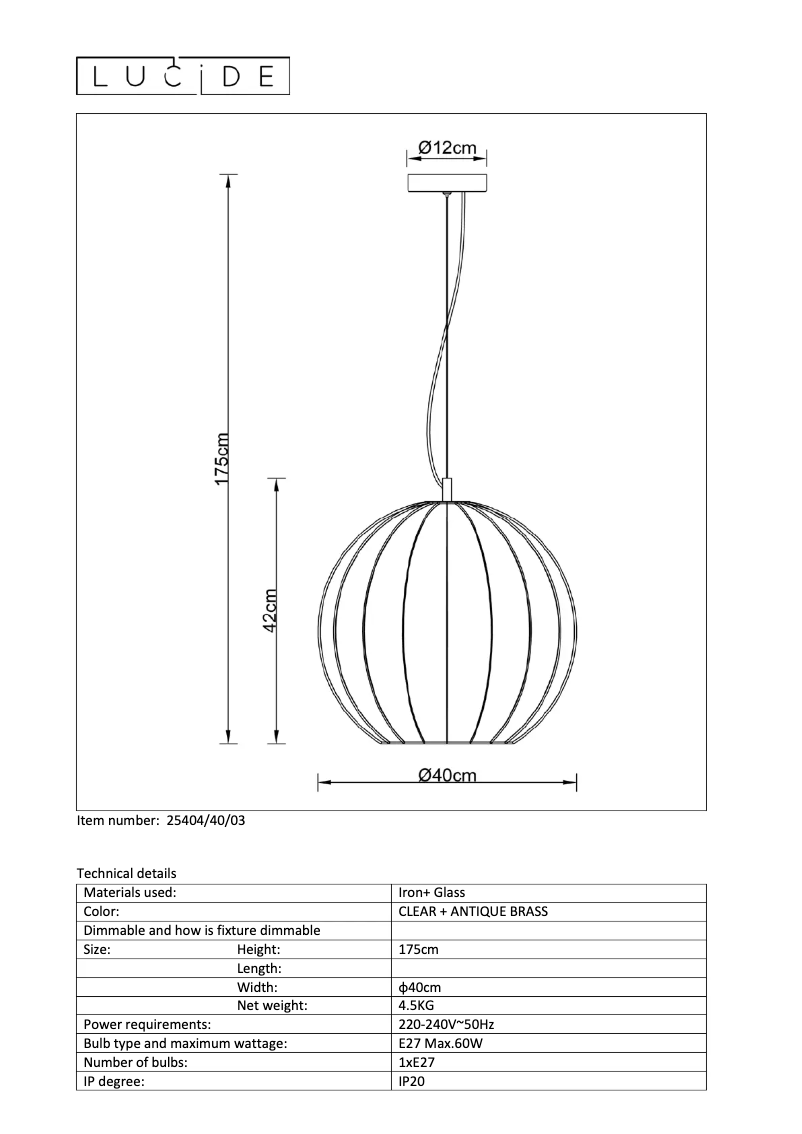 Page n°1 - Manuel utilisateur Lucide Timius 25404/40/03