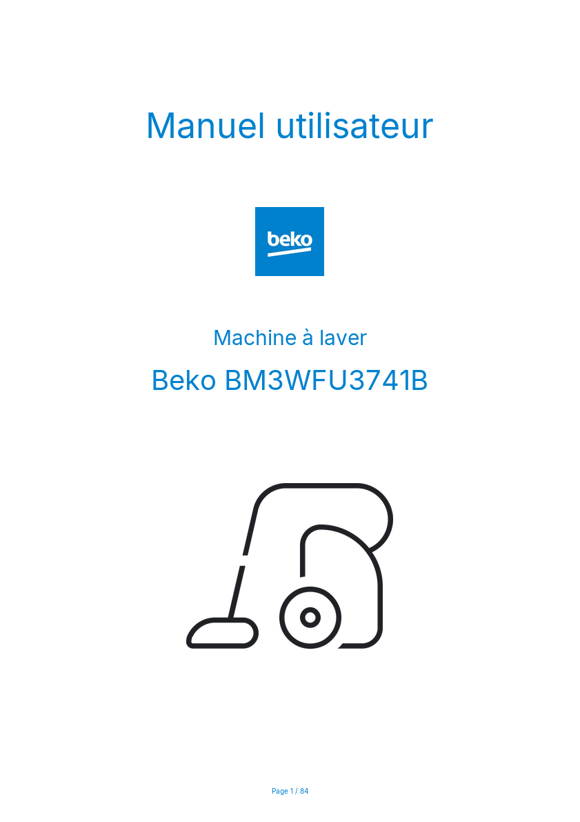 Page n°1 - Manuel utilisateur Beko BM3WFU3741B