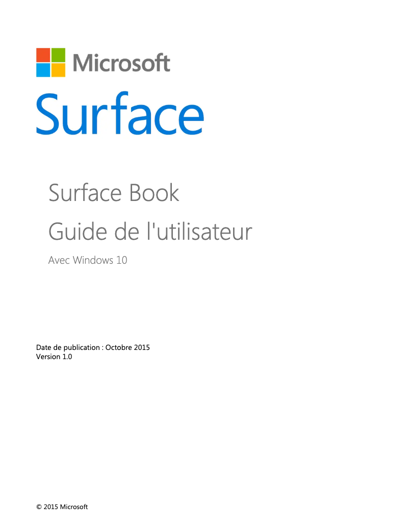 Page n°1 - Manuel utilisateur Microsoft Surface Book