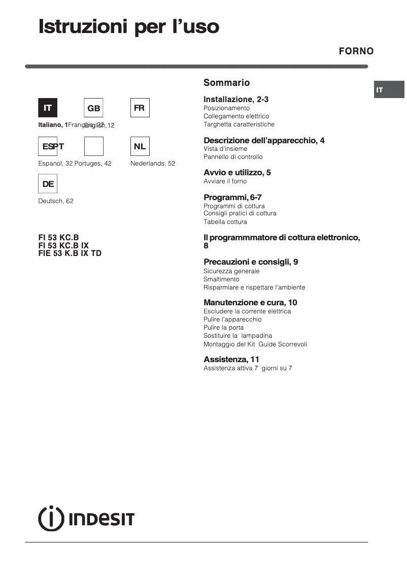 Imagen de la primera página del manual del dispositivo FIE 53