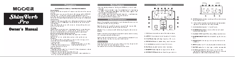 Image de la première page du manuel de l'appareil ShimVerb