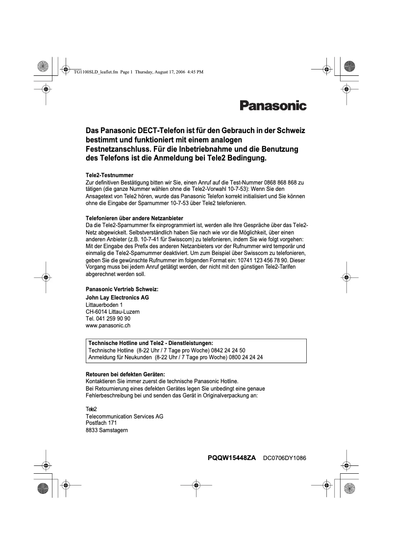Página 1 del manual Manual de usuario Panasonic KX-TG1100SLD
