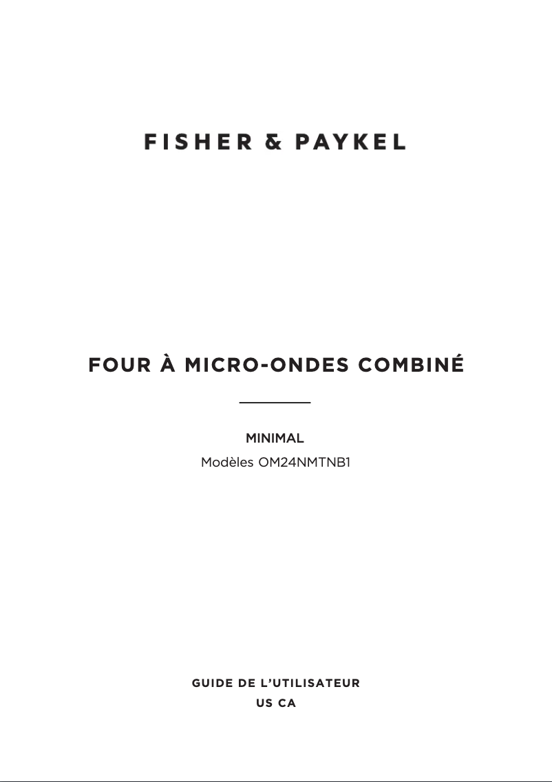 Page 1 de la notice Manuel utilisateur Fisher & Paykel OM24NMTNB1