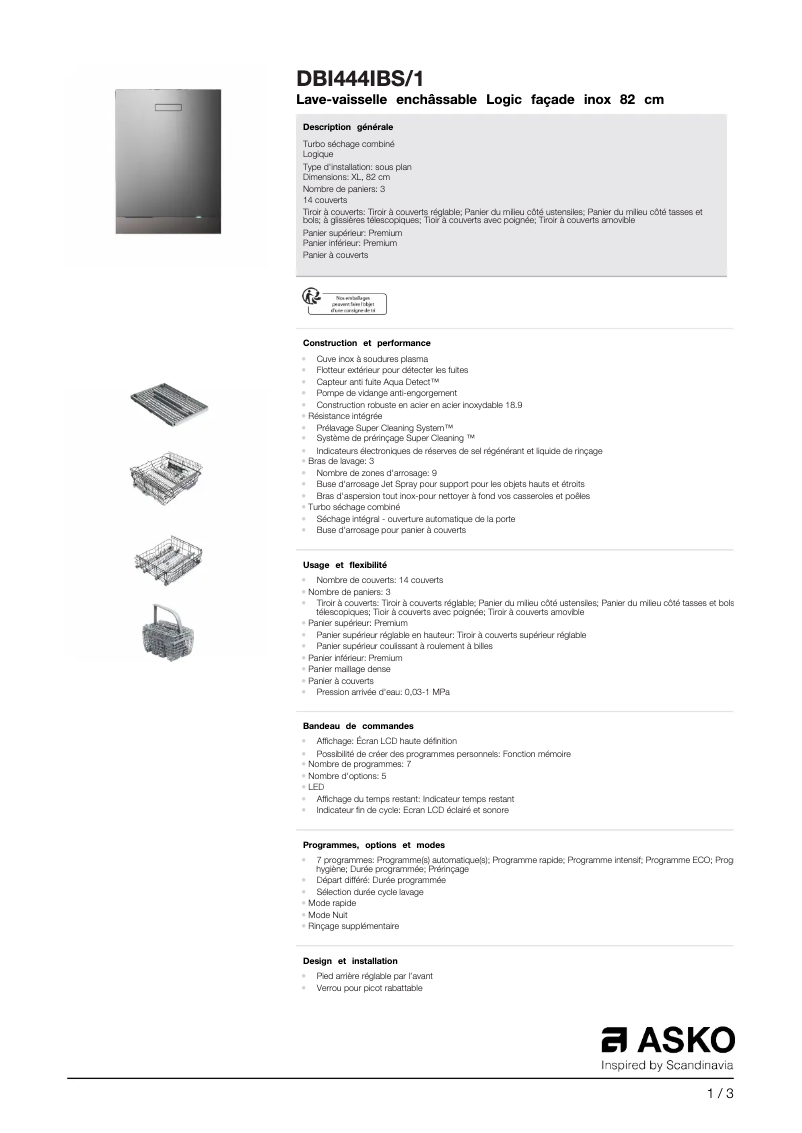 Image de la première page du manuel de l'appareil DBI444IBS1