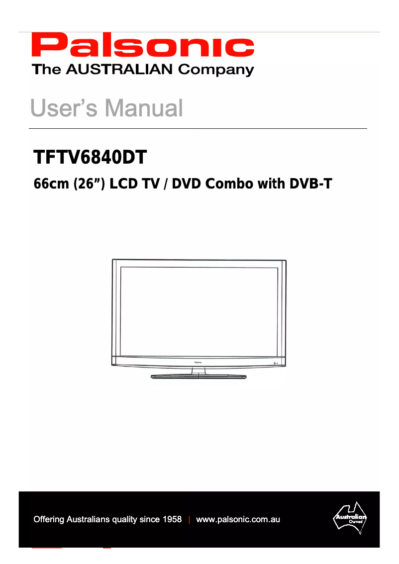 Page 1 de la notice Manuel utilisateur Palsonic TFTV6840DT