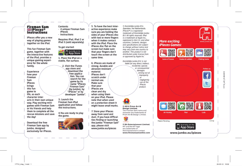 Image de la première page du manuel de l'appareil IPieces Fireman Sam