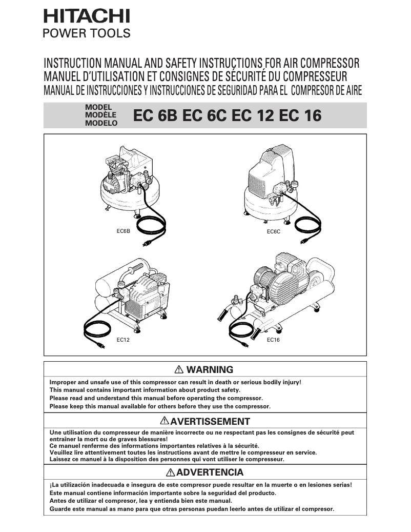 Page n°1 - Manuel utilisateur Hitachi EC 6B