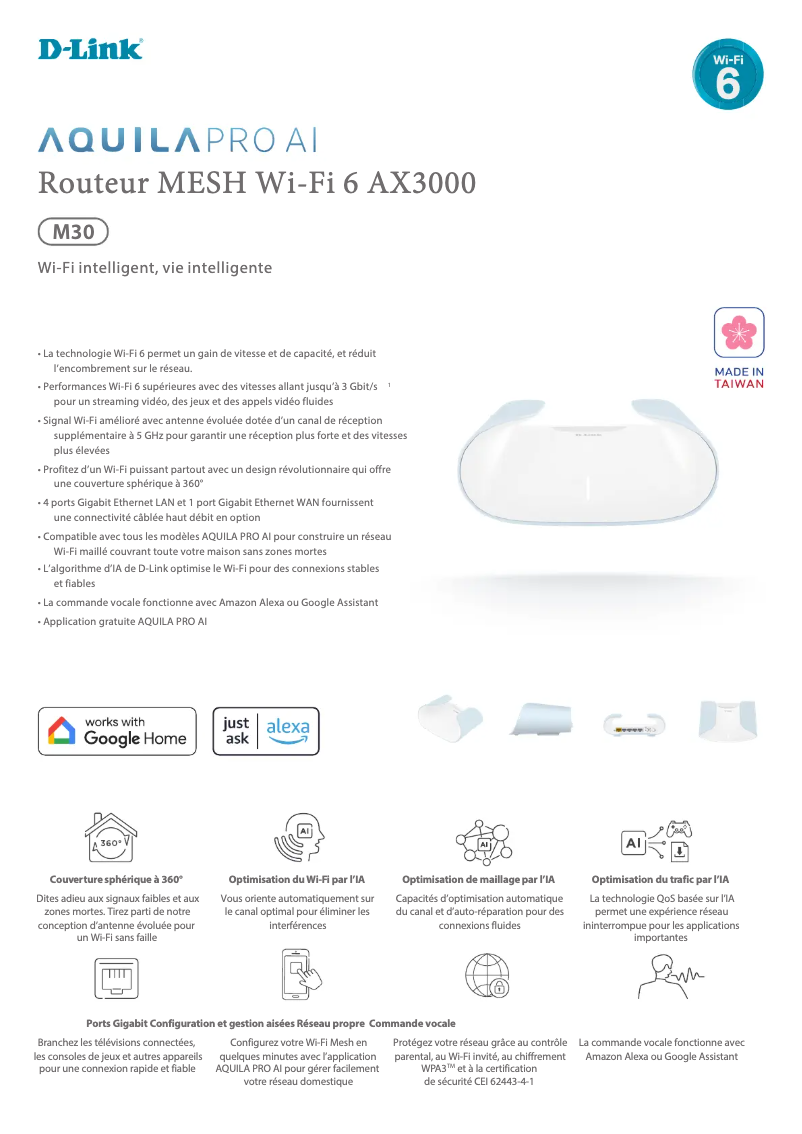 Page 1 de la notice Fiche technique D-Link M30