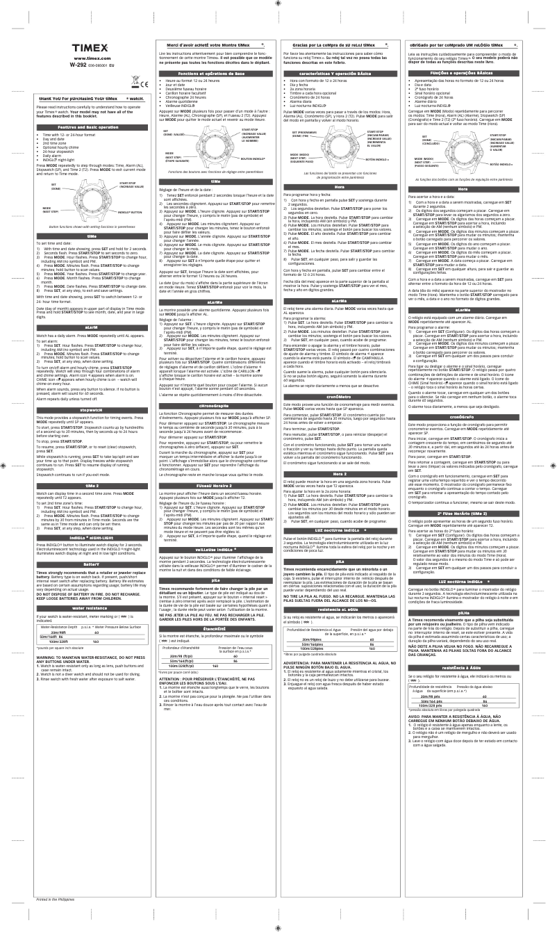 Page n°1 - Manuel utilisateur Timex TW-5K96800