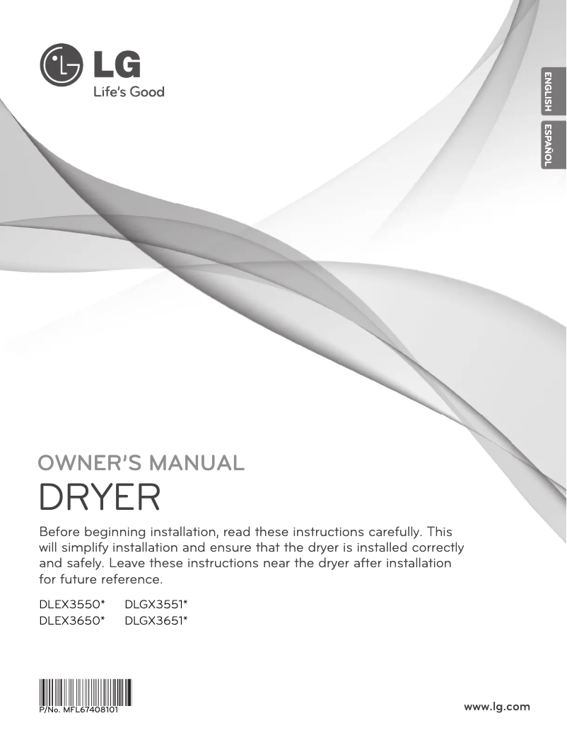 Page n°1 - Manuel utilisateur LG DLGX3551V