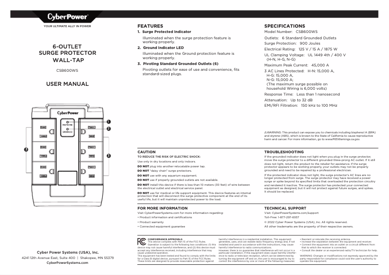 Image de la première page du manuel de l'appareil CSB600WS