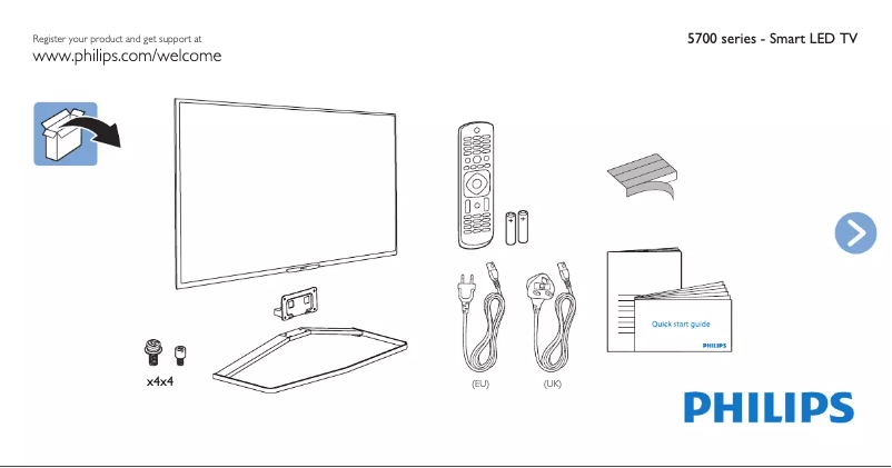 Page n°1 - Guide de démarrage rapide Philips 55PFK5709