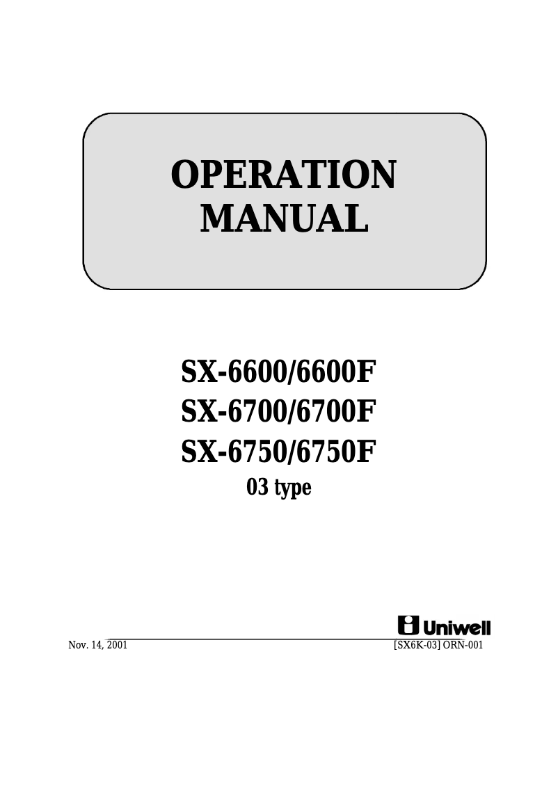 Imagen de la primera página del manual del dispositivo SX-6750F