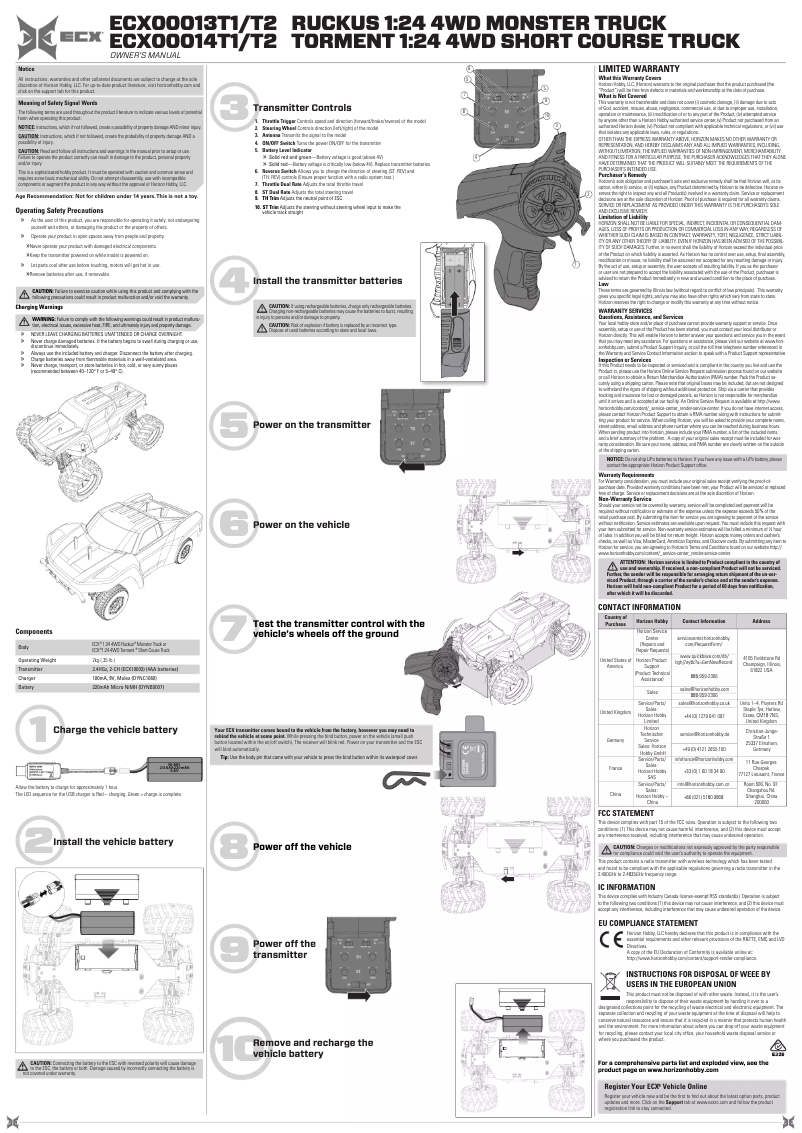 Page n°1 - Manuel utilisateur ECX Torment ECX00014T1