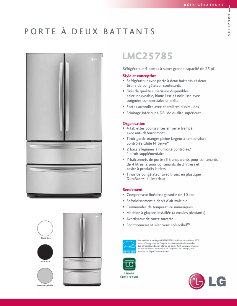 Página 1 del manual Ficha técnica LG LMC25785SW