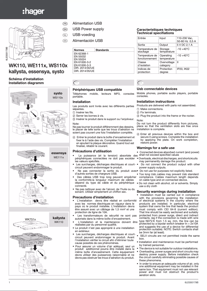 Image de la première page du manuel de l'appareil WE111