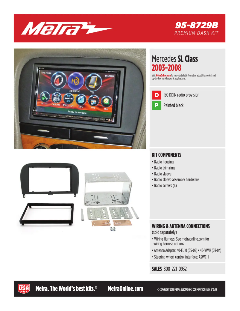 Page n°1 - Fiche technique Metra 95-8729B