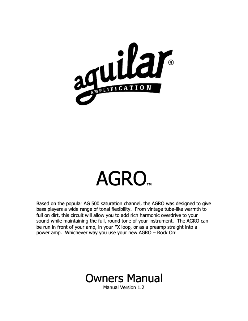 Page n°1 - Manuel utilisateur Aguilar Agro