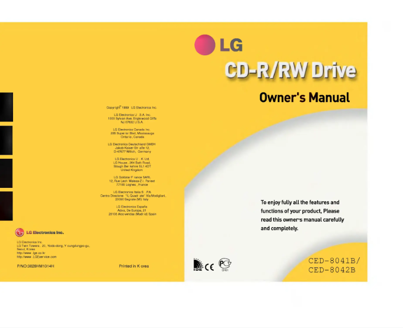 Page 1 of the manual User Manual LG CED-8041B