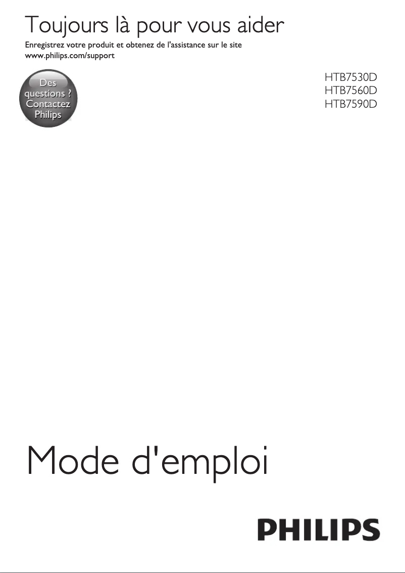 Page 1 de la notice Manuel utilisateur Philips HTB7530D