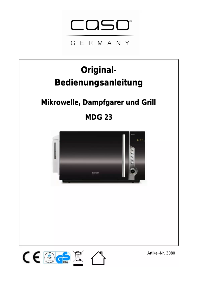 Image de la première page du manuel de l'appareil MDG 23 - 3080