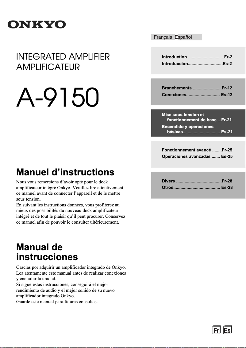 Image de la première page du manuel de l'appareil A-9150