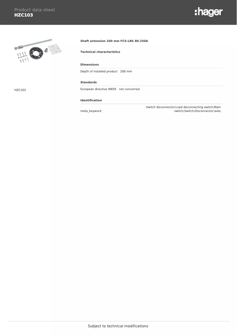 Page 1 de la notice Manuel utilisateur Hager HZC103