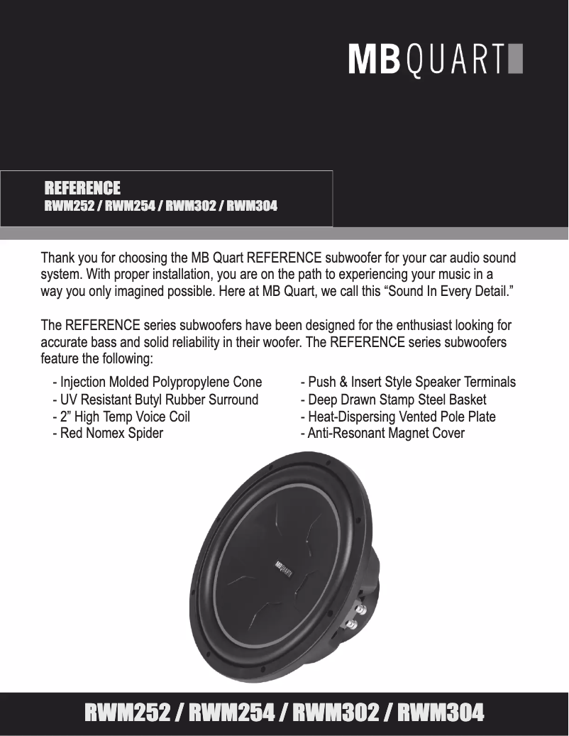 Page n°1 - Manuel utilisateur MB Quart RWM254