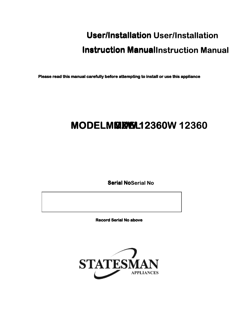 Page n°1 - Manuel utilisateur Statesman MXW12360