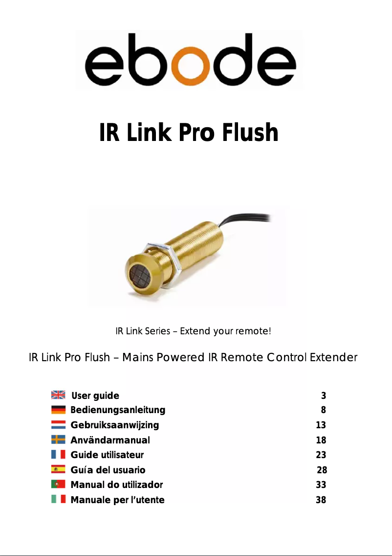 Page n°1 - Manuel utilisateur ebode IR Link Pro Flush