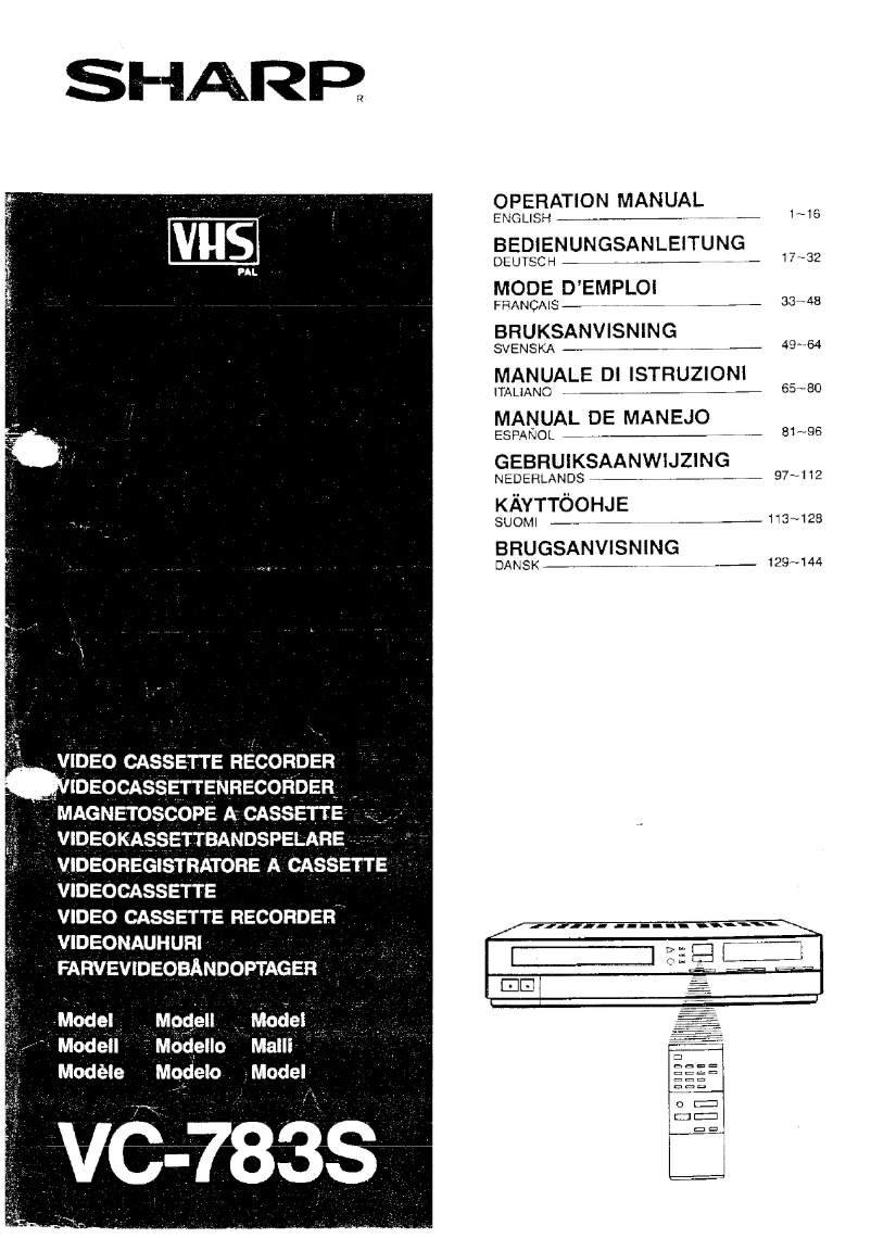Page n°1 - Manuel utilisateur Sharp VC-783S
