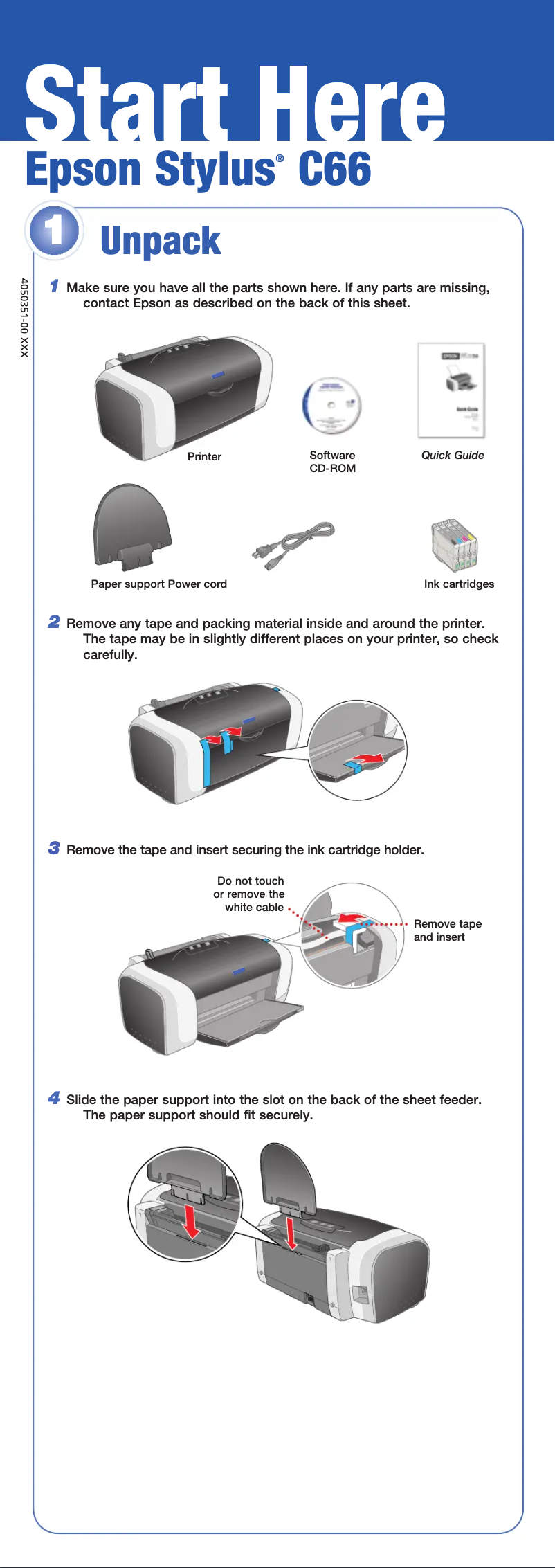 Page 1 de la notice Manuel utilisateur Epson Stylus C66