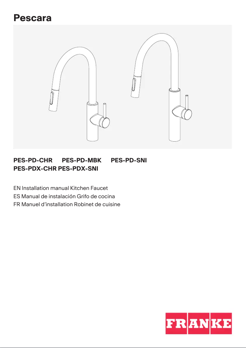 Page n°1 - Guide d'installation Franke PES-PD-SNI