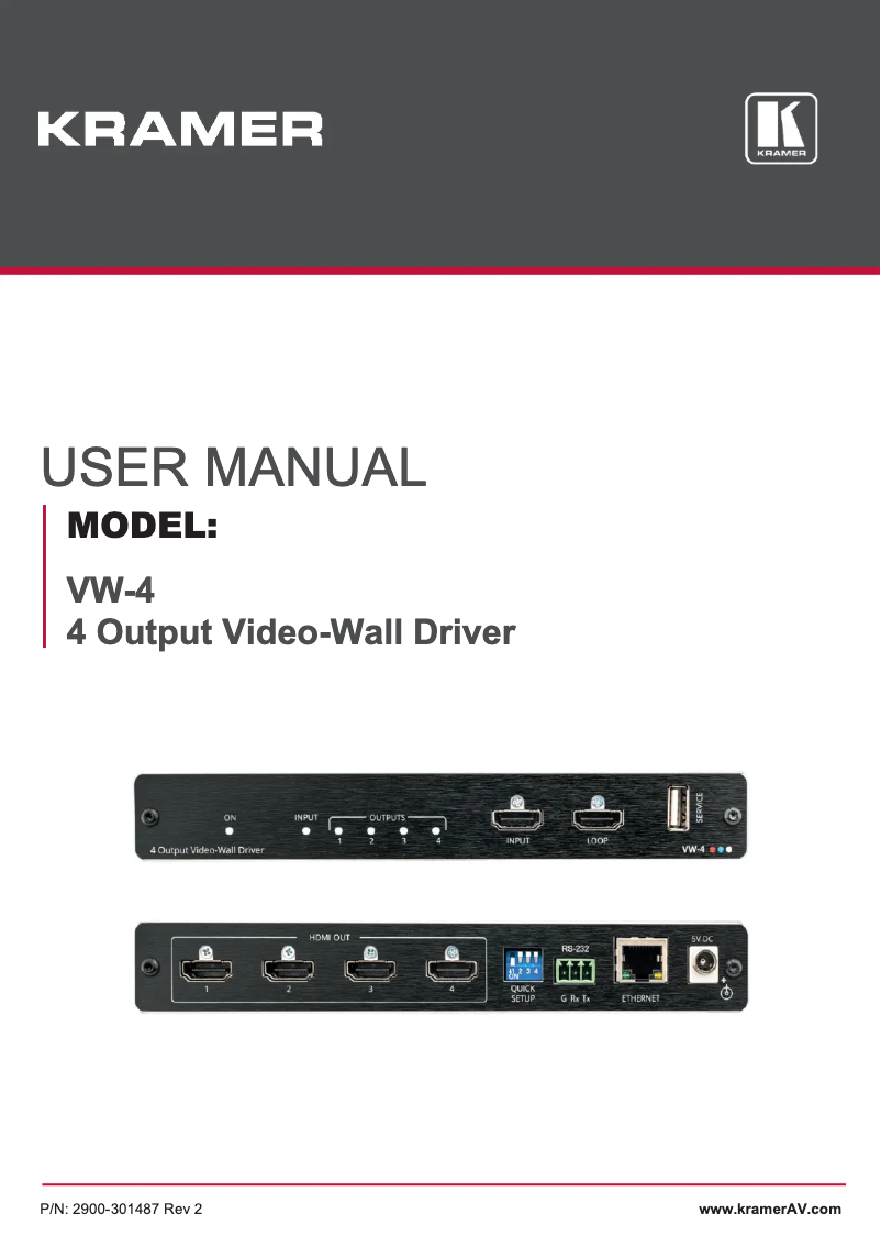 Page 1 de la notice Manuel utilisateur Kramer VW-16