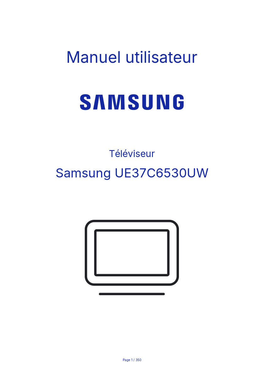 Page n°1 - Manuel utilisateur Samsung UE37C6530UW