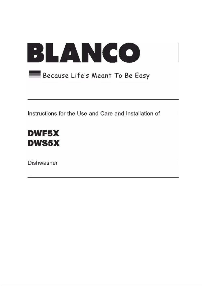 Page n°1 - Manuel utilisateur BLANCO DWF5X