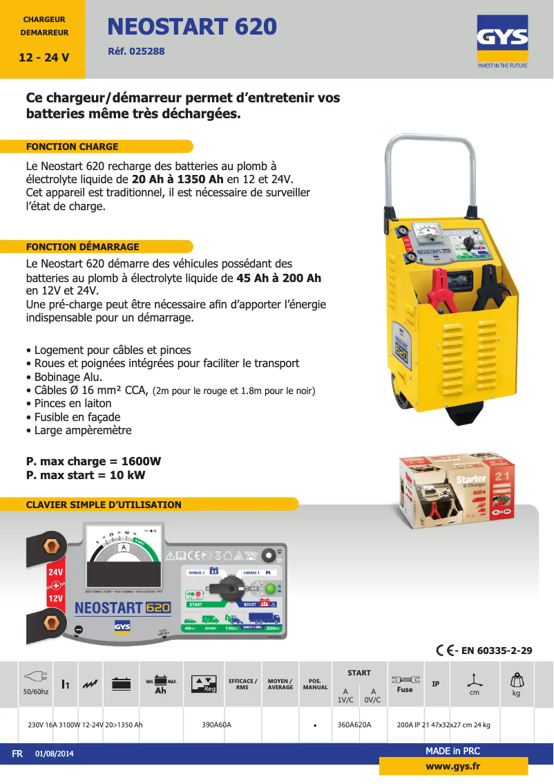 Image de la première page du manuel de l'appareil Neostart 620