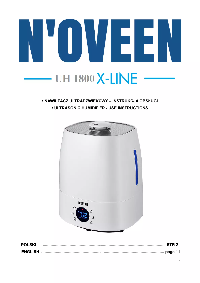 Page 1 de la notice Manuel utilisateur N'oveen UH1800