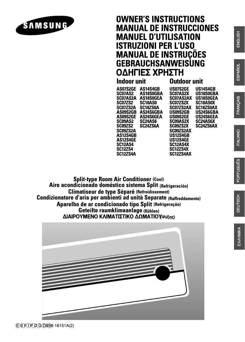 Page 1 de la notice Manuel utilisateur Samsung SC07AS2A