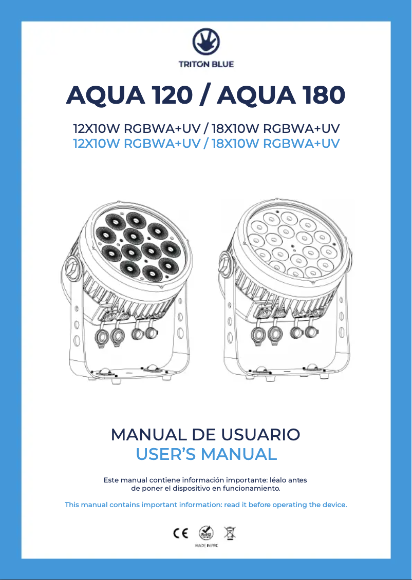 Page n°1 - Manuel utilisateur Triton Blue Aqua 180