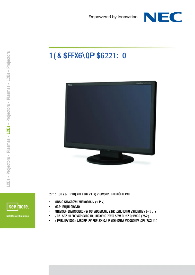 Página 1 del manual Ficha técnica NEC AccuSync AS221WM