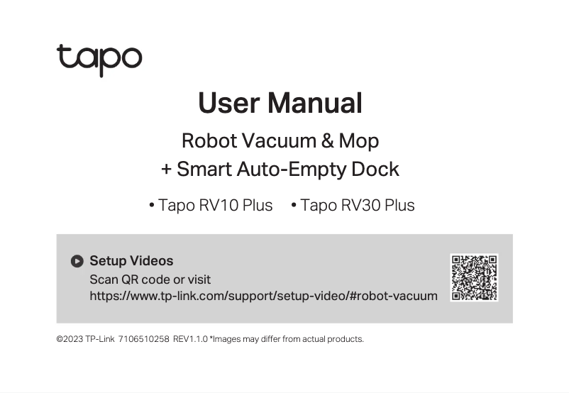 Image de la première page du manuel de l'appareil Tapo RV30 Plus