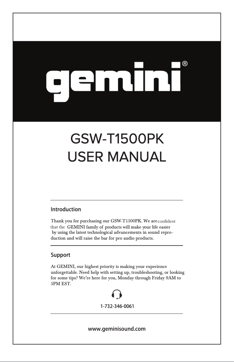 Image de la première page du manuel de l'appareil GSW-T1500