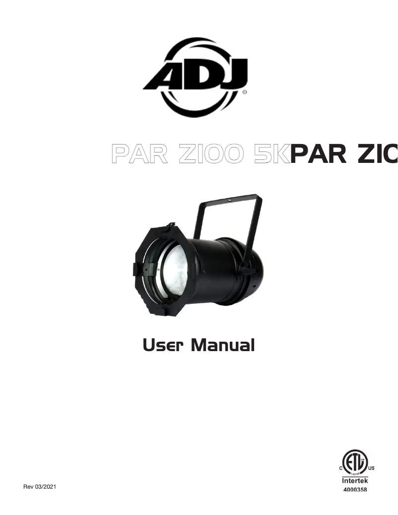 Image de la première page du manuel de l'appareil PAR Z100 5K
